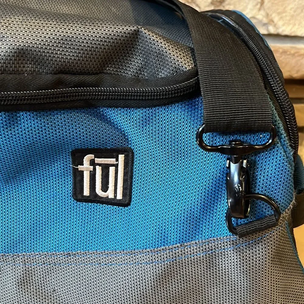 Fūl Blue and Grey Rolling Travel Duffel Bag